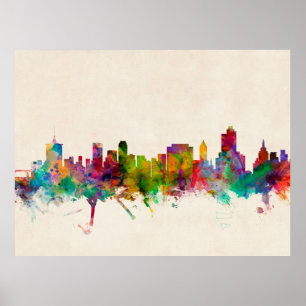 Póster Paisaje urbano del horizonte de Tulsa Oklahoma
