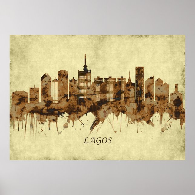 Póster Paisaje urbano en Lagos Nigeria (Frente)