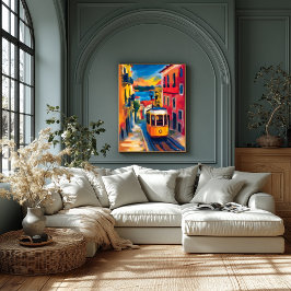 Póster Paisaje urbano fauvista de Lisboa, Alfama Colorido