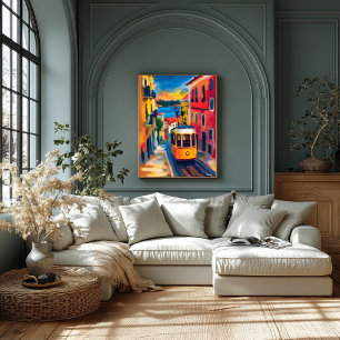Póster Paisaje urbano fauvista de Lisboa, Alfama Colorido