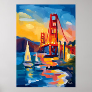 Póster Paisaje urbano fauvista de San Francisco – Golden