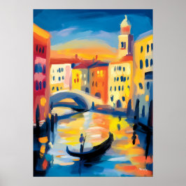 Póster Paisaje urbano fauvista de Venecia: canal de góndo