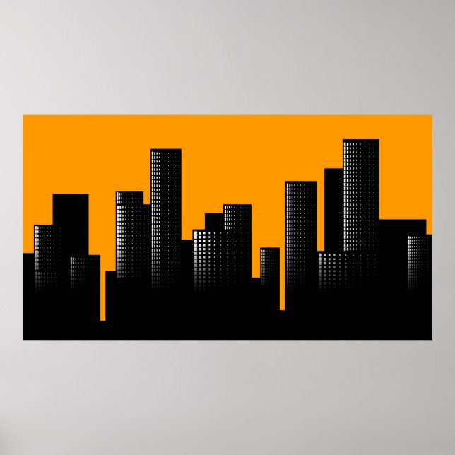 Póster paisaje urbano naranja (Frente)