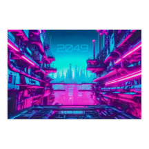 Paisaje urbano neón Cyberpunk 2049 Ciencia ficción