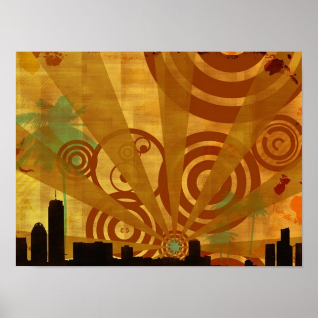 Póster paisaje urbano retro (Frente)