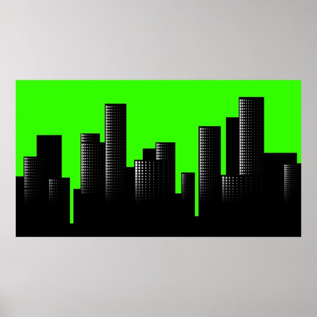 Póster paisaje urbano verde (Frente)