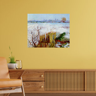 Póster Paisaje Van Gogh-Snowy con arles en segundo plano