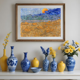 Póster Paisaje vespertino con luna en pie de Van Gogh