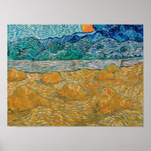 Póster Paisaje vespertino de Van Gogh con luna en pie