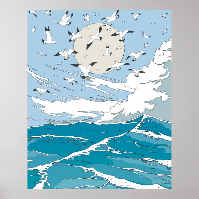 Póster Paisaje vintage japonés (Frente)