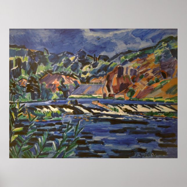 Póster Paisaje vintage Río Sazava (Frente)