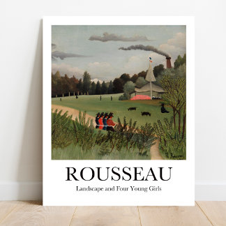 Póster Paisaje y cuatro jóvenes Chicas por Henri Rousseau