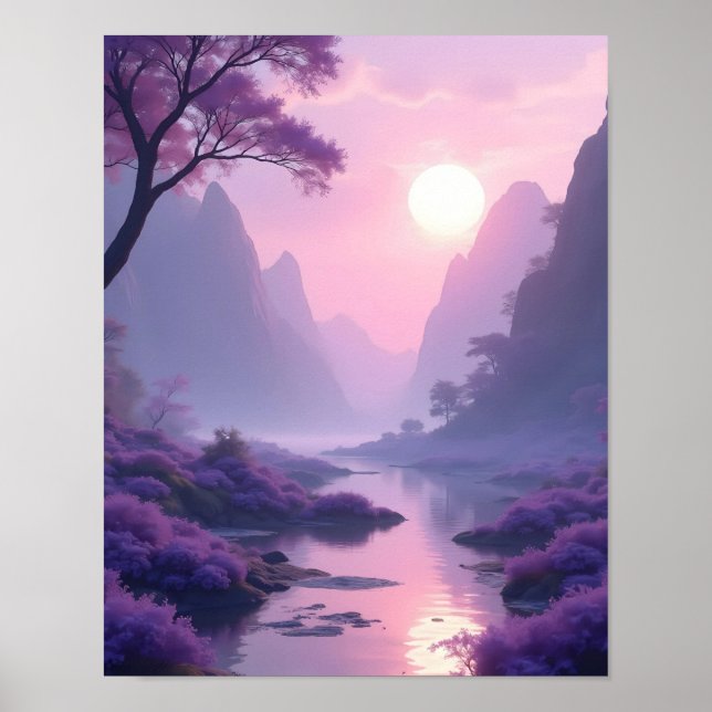 Póster Paisaje zen en lavanda calmando (Frente)