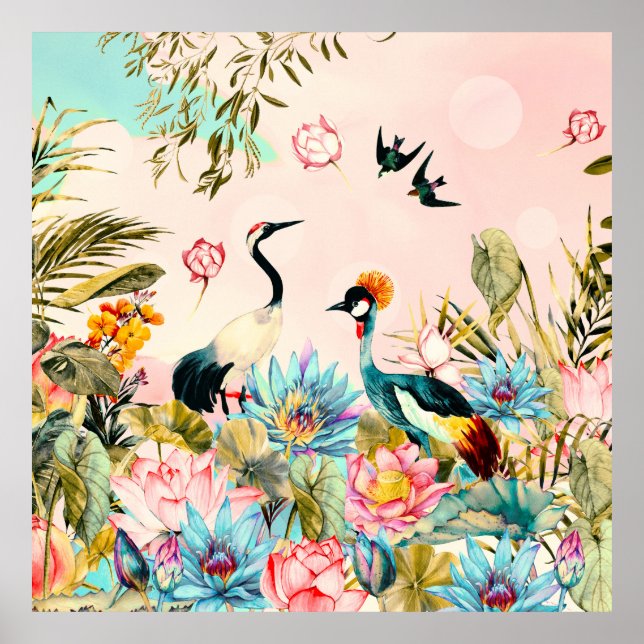 Póster Paisajes de pájaros en el paraíso (Frente)