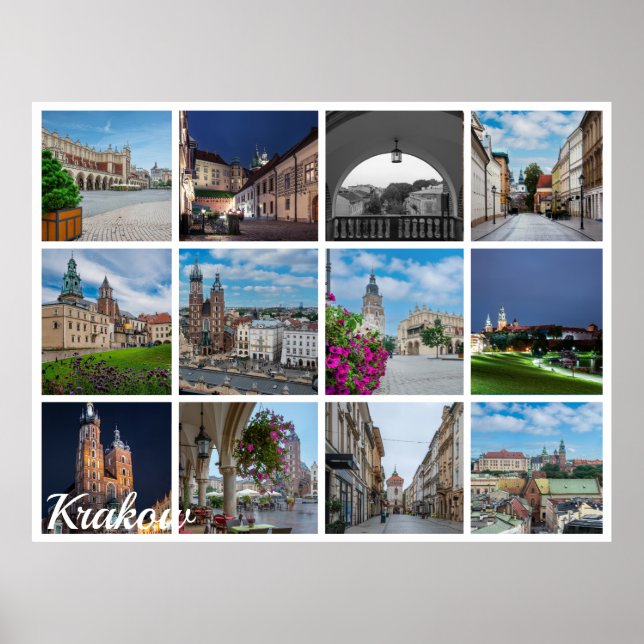 Póster Paisajes del casco antiguo de Cracovia, Polonia (Frente)