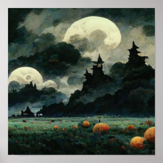 Póster Paisajes espeluznantes de Halloween