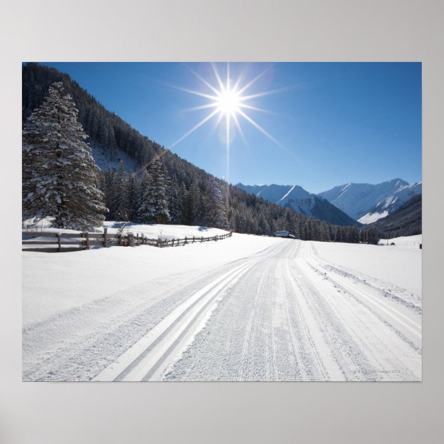 Póster paisajes idílicos de invierno en berwanger tal, (Frente)