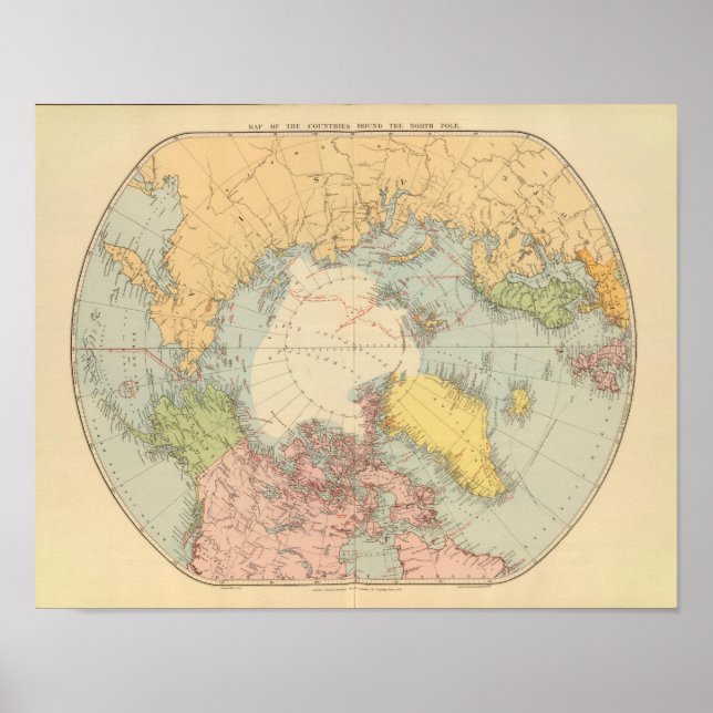 Póster Países alrededor del Polo Norte (Frente)
