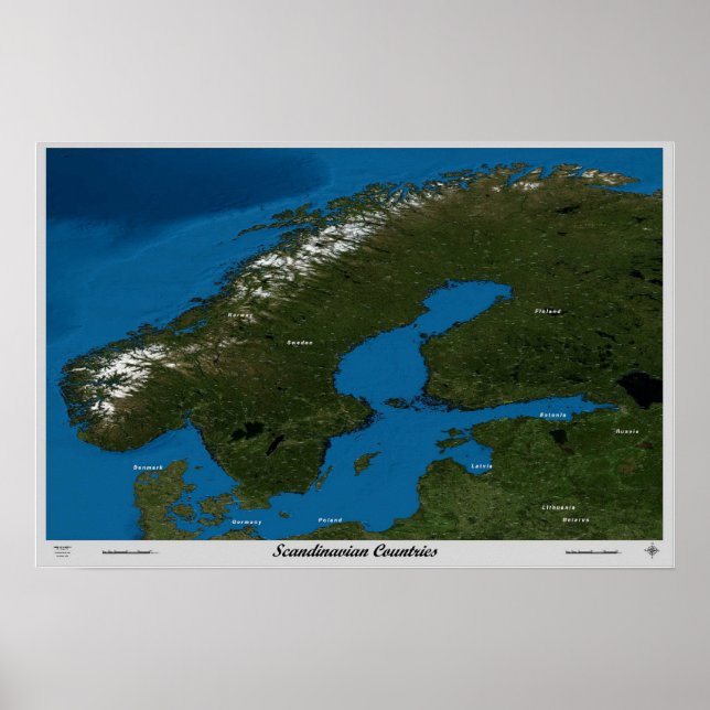 Póster Países escandinavos desde el cartel de satélite es (Frente)