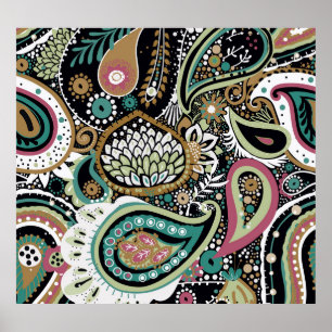 Póster Paisley asiático: diseño moderno y sin fisuras.
