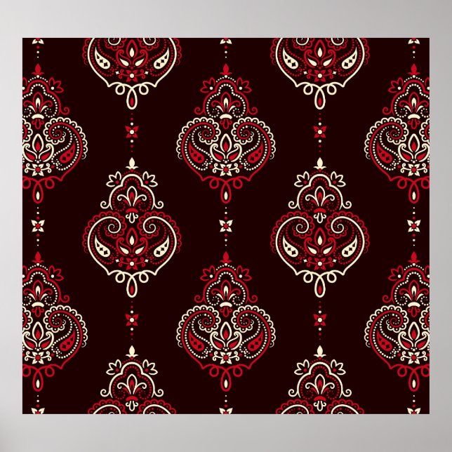 Póster Paisley Bandana: Imagen de Boho Vintage. (Frente)