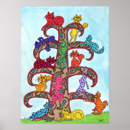 Póster Paisley Cat Tree of Life