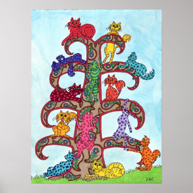 Póster Paisley Cat Tree of Life (Frente)
