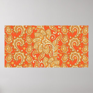 Póster Paisley Floral ethnic seamless Pattern. Arabic Orn