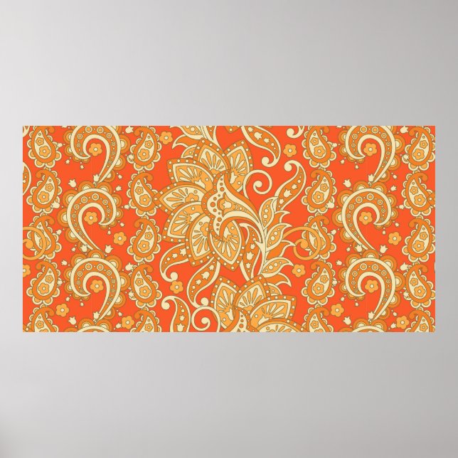Póster Paisley Floral ethnic seamless Pattern. Arabic Orn (Frente)