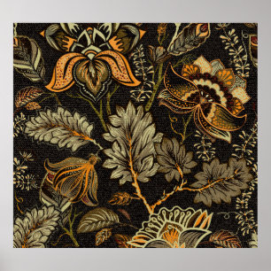 Póster Paisley floral india, patrón étnico sin fisuras.