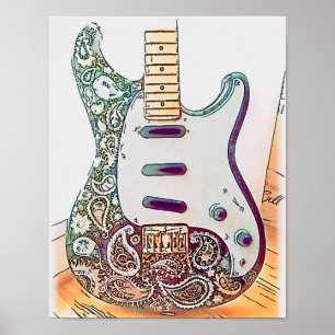 Póster Paisley Guitar Print