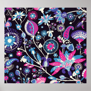 Póster Paisley moderno: patrón oriental tradicional.