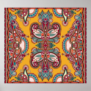 Póster Paisley Ornamental Floral: Bandanna Tradicional