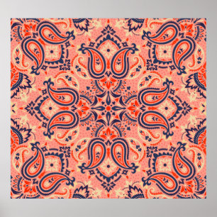 Póster Paisley sin foco: diseño de patrones vintage.