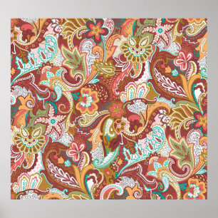 Póster Paisley sin soldadura: elegante patrón de fondo.