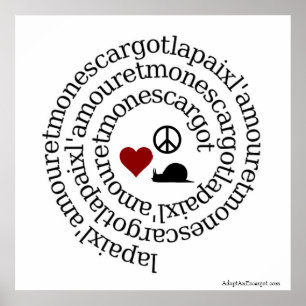 Póster Paix, l'amour y escargot de lunes