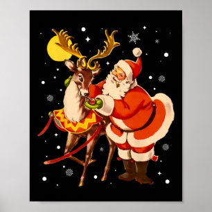 Póster Pajam, Navidades de la Vieja Santa Reindeer de los
