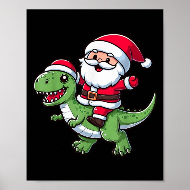 Póster Pajama Santa Claus Ride T Rex Dinosaur F (Frente)