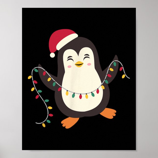 Póster Pajamas Cute Pingüinos Navidades de Navidad Santa  (Frente)