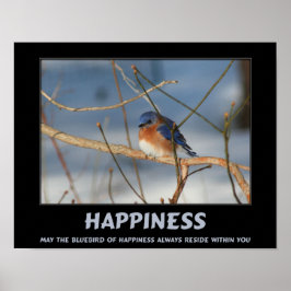 Póster Pájaro Azul De La Felicidad Inspirador
