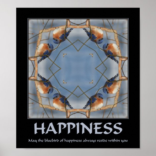 Póster Pájaro Azul De La Felicidad Inspirador (Frente)