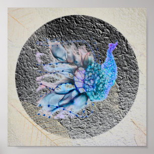 Póster "Pájaro azul grande" 8" x 8"Enmarcado y mate