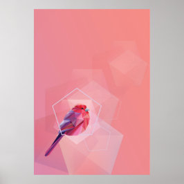Póster Pájaro Cantador Rosa En Abstracto