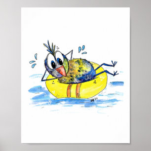 Póster Pájaro caprichoso en el suelo
