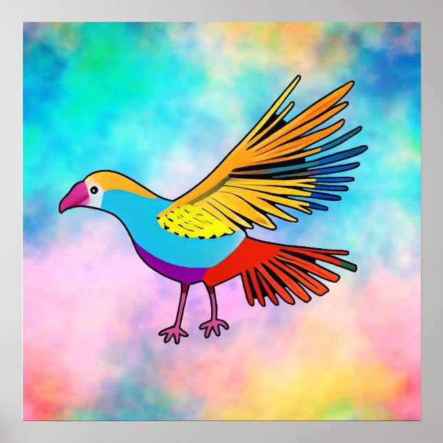 Póster Pájaro Colorido con Alas Extendidas (Frente)