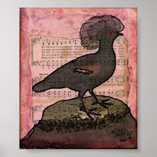 Póster Pájaro coronado de época