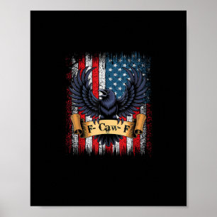 Póster Pájaro Cuervo F-Caw-F Bandera Retro USA Vintage F-