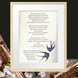 Póster Pájaro de Amor Vintage Boda Marina Poema