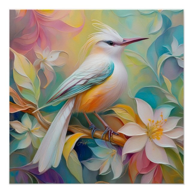 Póster Pájaro de Fantasía Rumped Dorado (Anverso)