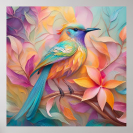 Póster Pájaro de la Fantasía del Songbird Throet Violet